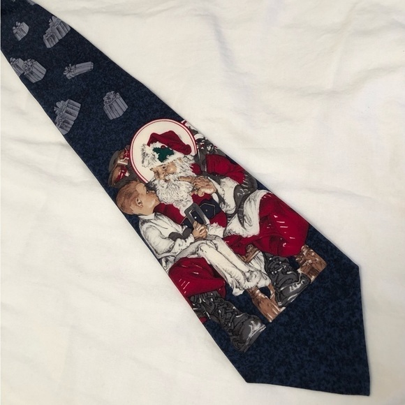 Saturday Evening Post Neck Tie 100% Silk Santa Christmas Kid on Santas Lap 1996 - Picture 16 of 16